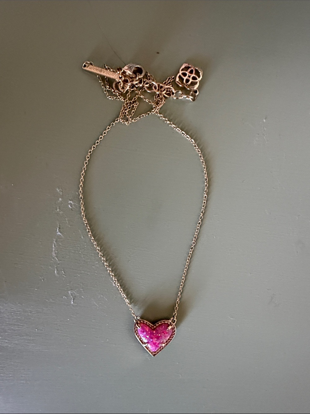 Kendra Scott Pink Heart Druzy Pendant Necklace
